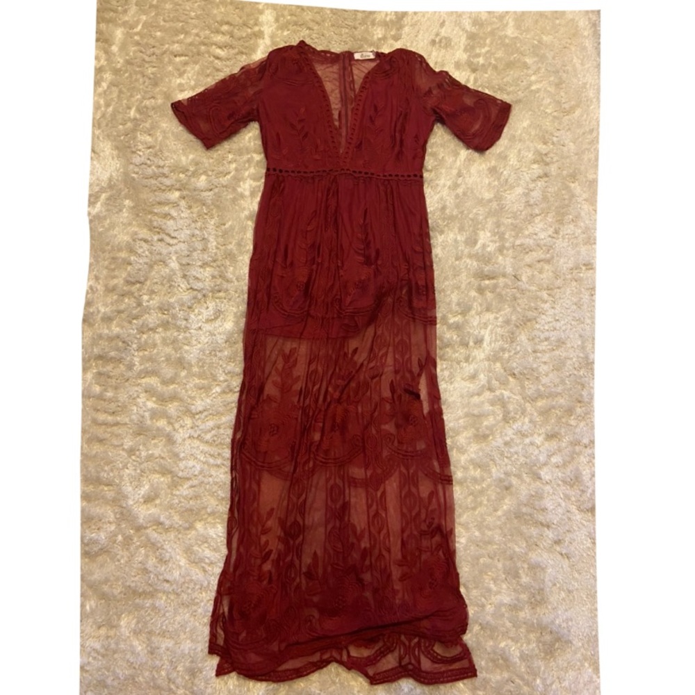 Burgundy Lace Maxi Romper Size M